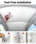 Wetravel Tesla Model Y sunshade roof installed, double-layer glass, gray with clips and foldable storage bag
