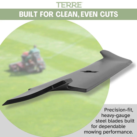 Side view of high-lift mower blade for 42-inch decks, fits Craftsman Ariens Husqvarna Poulan Snapper Sears. Precision-fit design.