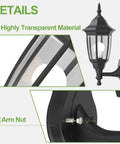 Detail view of Outdoor Wall Lanterns With Bulbs Built To Last Weatherproof And Anti Corrosion Matte Black Plastic Porch Sconces