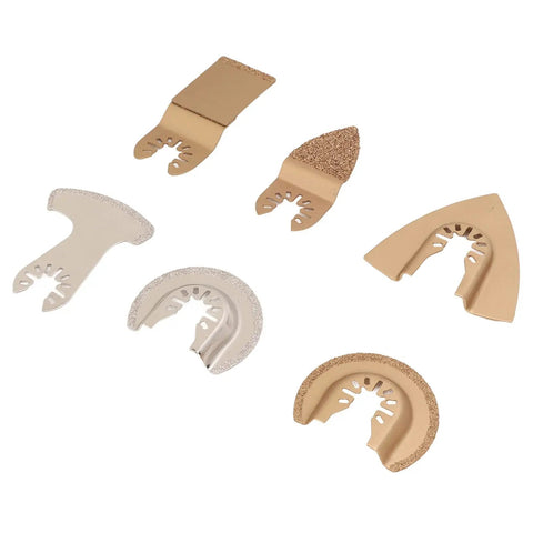 Six Piece Oscillating Saw Blade Set With Cemented Carbide For Ceramic Tile Concrete Grout Cutting Universal Fit