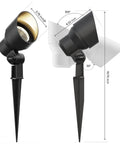 8 Pack Low Voltage 12V Landscape Lights with 20W Halogen Flood Spotlights, dimensions labeled, warm white 2800K, durable design