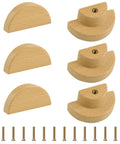 Half Moon Wooden Drawer Handles Set Of 6 Beech Wood Wardrobe And Cabinet Pulls With Single Hole Installation Natural Finish