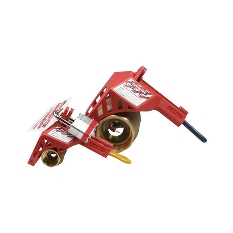 Stopout Ball Valve Lockout Fits 1 1/2 to 2 Inch Valves With Hinged Gull-Wing Plastic Housing Red Durable Lockout Device