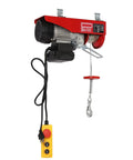 Heavy Duty 1200W Electric Hoist Winch 110V Pure Copper Motor with hook and control switch for garage lifting tasks.