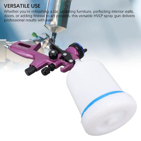 Lightweight Hvlp Paint Sprayer Kit With Adjustable Flow Dial For Drywall And Car Panels Efficient handheld spray gun with white cup.