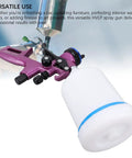 Professional HVLP Paint Sprayer Kit Featuring One Point Three Mm Tip And Six Hundred Ml Cup with purple spray gun and white cup.