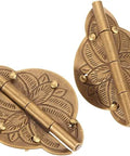 Two Pack Brass Wooden Jewelry Box Cabinet Door Embossed Decorative Hinge For Vintage Retro Furniture Hardware Durable Mounting Hinge