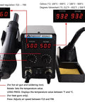 110V 750W 2 In 1 SMD Hot Air Rework Station And Soldering Iron With LCD Dual Digital Display showing F60 and 932°F.