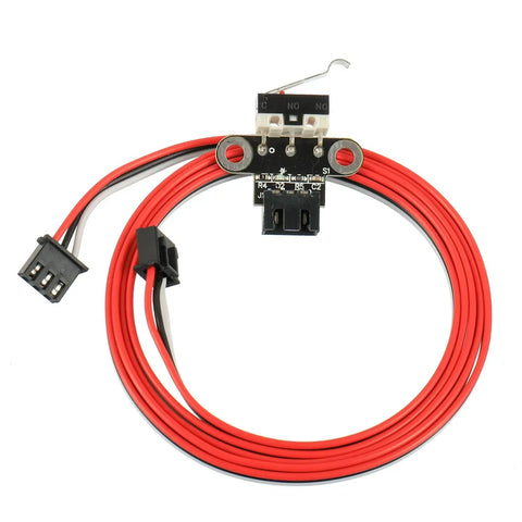 Horizontal Mechanical Limit Switch Module For 3D Printers With Three Pin Connector And One Meter Cable, shown coiled with connector