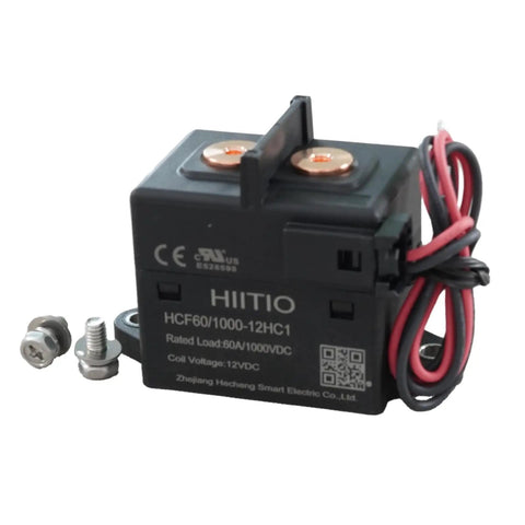 Heavy Duty 60A 1000VDC High Voltage Ceramic DC Contactor Relay With 12V Coils for EV Chargers close-up showing terminals and coil wires.