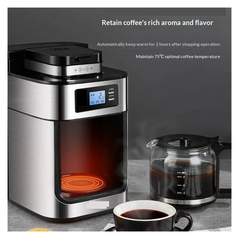 Hustle Ready Daily Grind 2In1 Automatic Coffee Grinder And Brewer Whole Bean Drip Machine One Touch Press 12 Cup with warm plate feature.