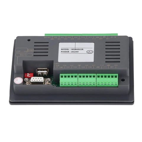 Back view of Touch Screen PLC Controller With Four Point Three Inch TFT Display 12 Inputs 10 Outputs 600MHz ARM9 CPU for Industrial Control.