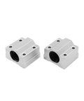 2 Pcs SCS10UU Linear Motion Bearing Slides 10mm Length for CNC Parts, 3D Printer Parts, and Precision Machine Tools, Smooth Low Friction Guide Rails for Accurate Positioning and Reliable Performance; pair of silver linear bearing blocks with 10mm bore