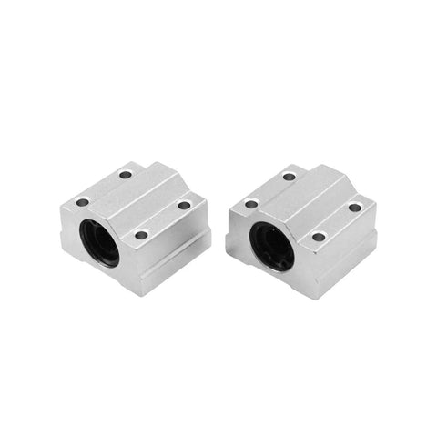 2 Pcs SCS10UU Linear Motion Bearing Slides 10mm Length for CNC Parts, 3D Printer Parts, and Precision Machine Tools, Smooth Low Friction Guide Rails for Accurate Positioning and Reliable Performance; pair of silver linear bearing blocks with 10mm bore