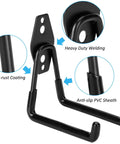 Close-up of Six Pack Heavy Duty Garage Hooks 4.9 Inch Steel Utility Hangers showing anti-rust coating and anti-slip PVC sheath.