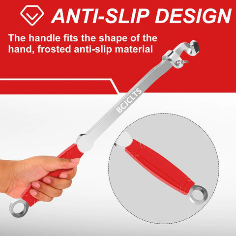 Extra Long Wrench Extension Bar for Maximum Leverage 16 Inch Universal Torque Adaptor with red anti-slip handle design