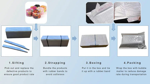 Packaging steps for 27 Pack Soapstone Pens And Flat Pencils For Welding And Metal Marking On Steel, sequential process