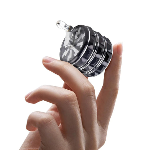 Portable 2.5 Inch Hand Crank Grinder With Clear Top Cover, Large Aluminum Alloy Manual Grinder in hand, foldable handle visible