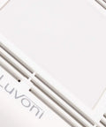 Close-up of Slim 70 CFM Bathroom Exhaust Fan With LED Light 3000K Warm White 600 Lumen, featuring white ceiling grill.