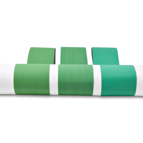 Beast Mode Ceramic Sanding Belts For Metal Grinding 4 By 36 Inch Set displayed with 120 180 220 grits in three green belts
