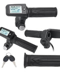 Throttle Grip For Electric Bikes And Scooters With LED Battery Voltage Display 24V To 72V Readout Key Knock Security