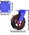 Beefy Heavy Duty Caster Wheels With Top Plate Swivel And Fixed Options, size diagram, rugged rubber, high load castor