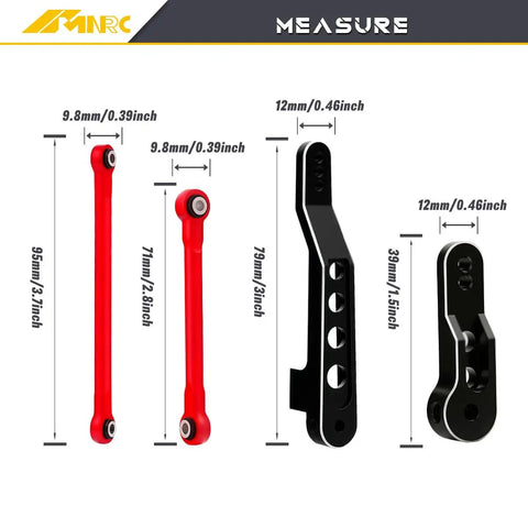 Dimensions of Beefy Front And Rear Sway Bar Kit For One Seventh Scale Unlimited Desert Racer UDR RC Car Upgrades CNC
