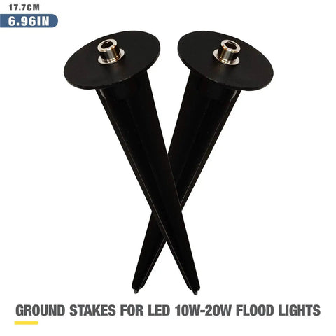 Two Pack Metal Ground Stakes For LED Flood Lights 10W To 100W Outdoor Mounts, portable aluminum with stainless steel screws