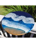 Epoxy Resin 17 Inch Lazy Susan For Serving And Entertaining 360 Degree Spin Killer Centerpiece for outdoor use with ocean design