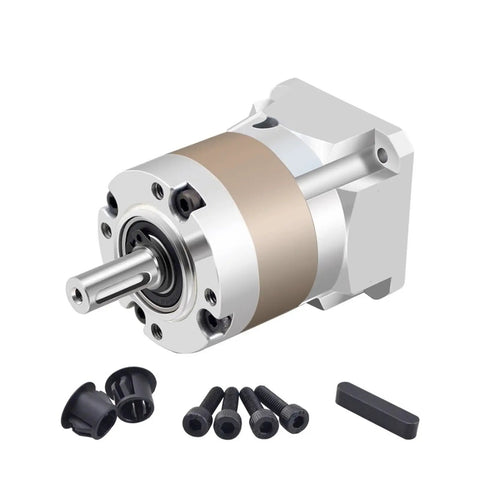 Kickin Performance Nema 17 Planetary Gearbox with 50:1 reduction, 5mm input, 8mm output, includes mounting screws.
