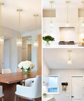 Brushed Gold Crystal Pendant Light With Adjustable Rods And Sloped Ceiling Mount No Sweat Install Super Smooth Hang Straight Up Elegant Lamp For Kitchen Island Dining Space E26 Base lighting dining table and kitchen