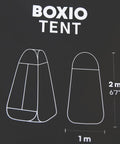 Instant Pop Up Privacy Shelter Tent With Portable Toilet And Outdoor Shower size diagram on dark background