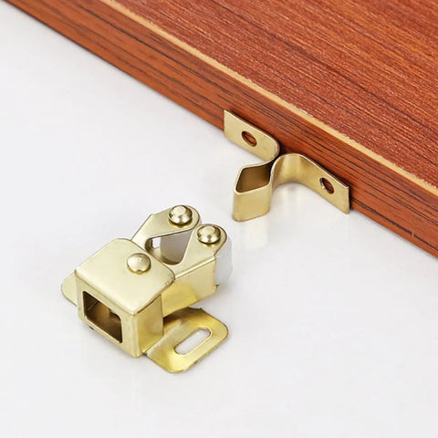 6 Pack Metal Double Roller Cabinet Door Latches with Ball Spring Catches for Wardrobe and Furniture, High Hardness Gold Finish