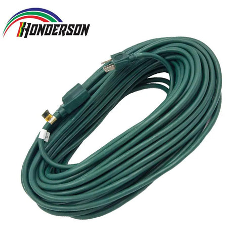 Heavy Duty 100Ft Outdoor Extension Cord 16/3 SJTW Grounded 3 Prong Power Cable coiled and ready for outdoor use.