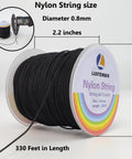 0.8mm Nylon String For Jewelry Making And Beading, Heavy Duty Bracelet String on spool, detailed size and length displayed