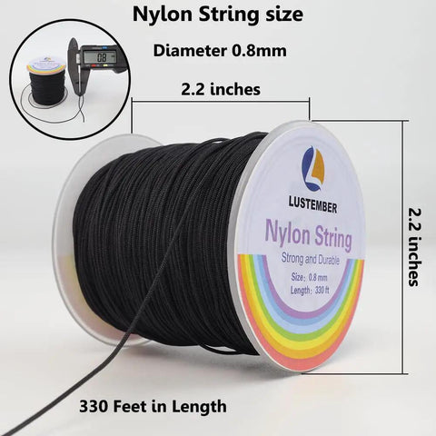 0.8mm Nylon String For Jewelry Making And Beading, Heavy Duty Bracelet String on spool, detailed size and length displayed