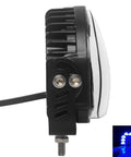 Side view of Upgraded Blue Curved Halo LED Forklift Lights 40W DC 10V To 110V Rear Safety Arc Light with visible blue glow
