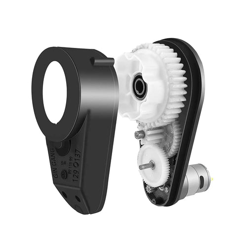 12V 550 40000RPM High Speed Motor Gearbox Upgrade Kit for ride on toys, showcasing motor assembly and white gears