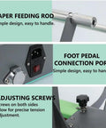 Electric Honeycomb Paper Roll Dispenser Built Tough For Cranking Out Packages Flawless Wrapping Paper Stretching Machine features paper feeding rod, foot pedal connection, and adjusting screws.
