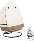 Patio Hanging Egg Chair Cover Waterproof Heavy Duty Outdoor Double Seat Swing Cover With Stand Beige And Brown Fits Up To 66W X 43D X 68H No Brainer Easy On Off Front Zippers