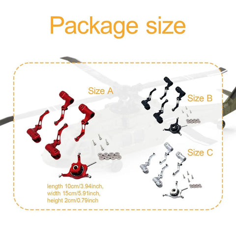Package size of RC Helicopter Swashplate Replacement Set With Leaf Clip For K124 And K170 Aluminum Cross Plate Blade Clamps Bearings