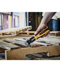 10 Inch MF End Nipper PLRS Series Heavy Duty Cutter For Framing And Trim Work, cutting through wooden pallet with grip.