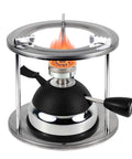 Refillable Butane Mini Burner For Tabletop Siphon Coffee Makers And Espresso Stoves with furnace stand and flame visible