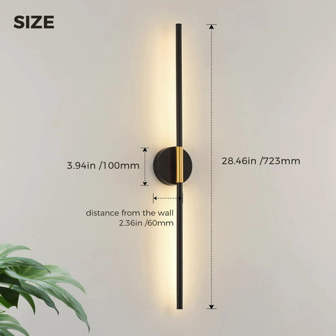 Rechargeable Battery Operated Wall Sconces Set Of 2 No Wiring Needed Gold And Black LED Wall Lights with size dimensions shown