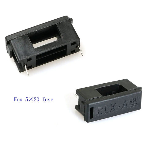 30 Pack 5x20mm PCB Mount Fuse Holders With Cover Black Plastic Fuse Seats For 250V 10A Circuits shown with model BLX-A