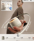 Man holding 4 In 1 Qi2 Magnetic Wireless Charging Station For MagSafe, 35W output, flexible cable, focus on design and usability.