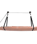 Easy Garage Storage Hoist For Kayaks Canoes Bikes And Ladders One Person Lift System With Pulleys Hooks Brackets Hardware 50 Ft Rope Saddle Straps 120 Lb Capacity Black kayak hoist with straps