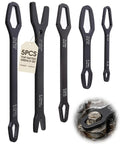 5 Piece Universal Do It All Self Adjusting Wrench Set With Self Locking Double End Torx Wrenches For Auto Repair Home Outdoor Riding One Eighth To One Inch Nut Sizes Durable Chrome Vanadium Steel, 5-piece black wrench set