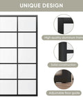 DIY Glass Sliding Kitchen Barn Door 42 Inch Wide 84 Inch High With Aluminum Frame And 5 Lite Tempered Glass Panels
