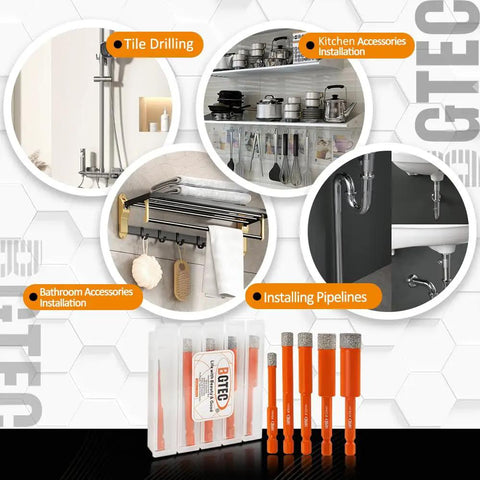 Dry Diamond Drill Bits Set, 2 Pack, One Quarter Inch Hex Shank With Quick Change, Multi Purpose For Granite Marble Tile Ceramic Porcelain